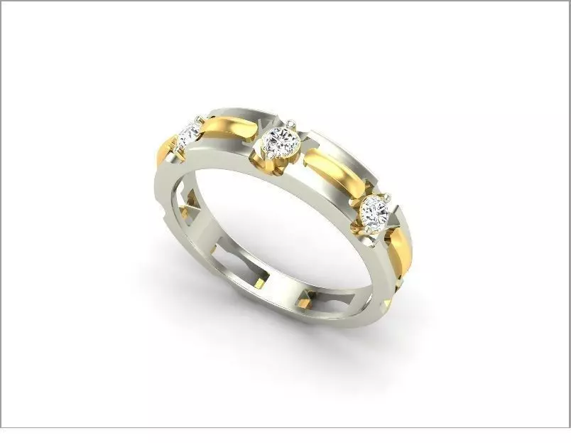 Multimetal Engagement Ring With Diamonds 9 3D print model