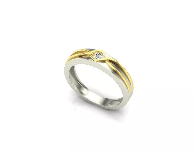 Multimetal Engagement Ring With Diamonds 13 3D print model