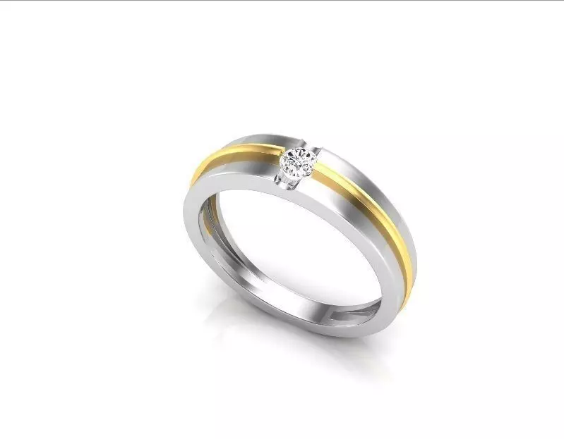 Multimetal Engagement Ring With Diamonds 14 3D print model