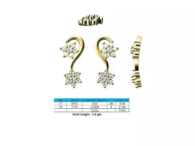 Flower Shaped Gold Earrings With Diamonds 5