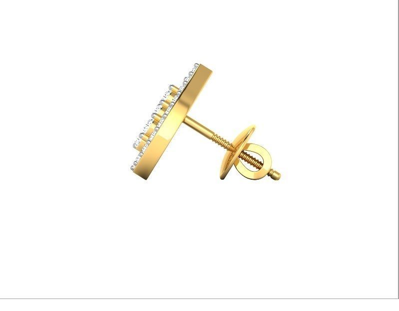 Drop Shaped Gold Ear Studs With Diamonds 1 3D print model_2