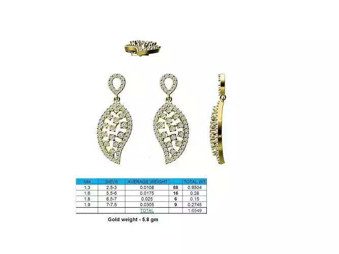 Mango Shaped Drop Earrings With Diamonds 2