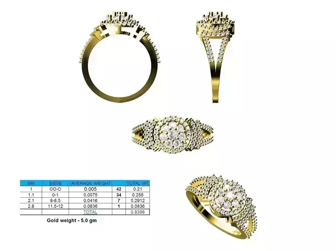 Round Shaped Gold Ring With Diamonds 15