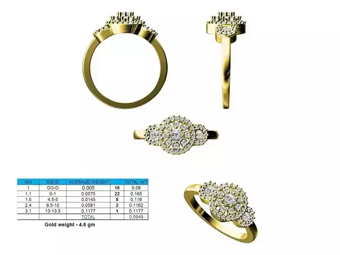 Round Shaped Gold Ring With Diamonds 16