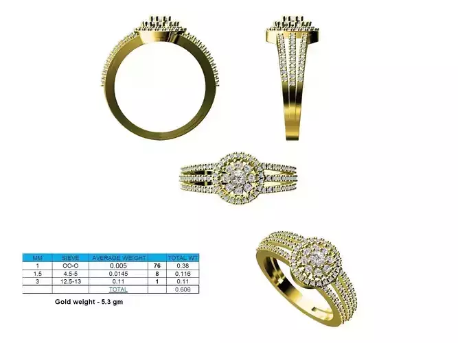 Round Shaped Gold Ring With Diamonds 17