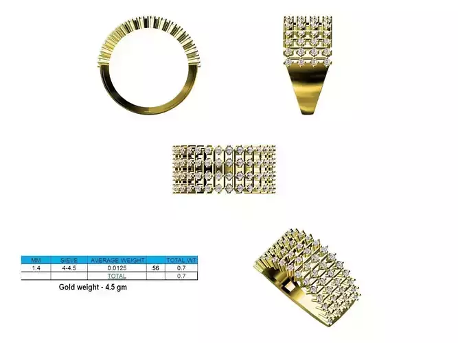 Gold Grid Ring With Diamonds 1