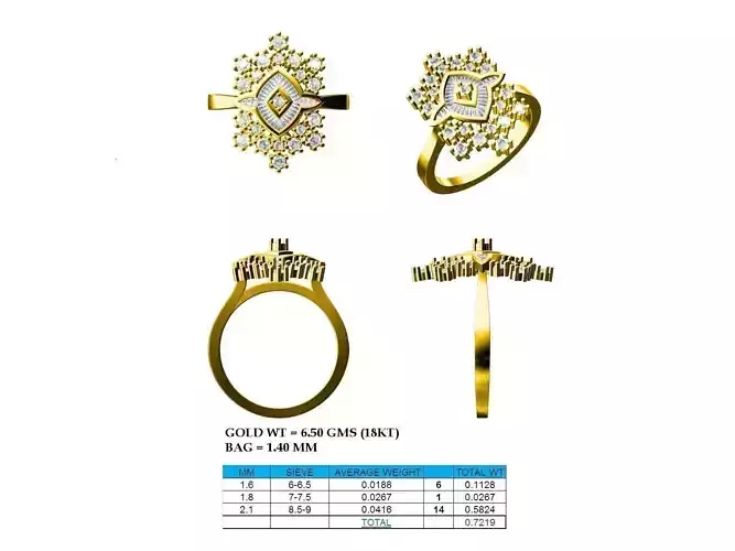 Large Marquise Shaped Gold Ring With Diamonds