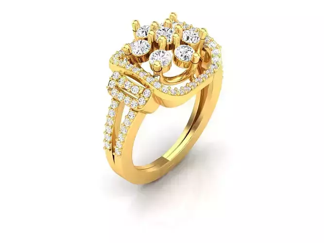 Squircle Shaped Gold Ring With Diamonds 1
