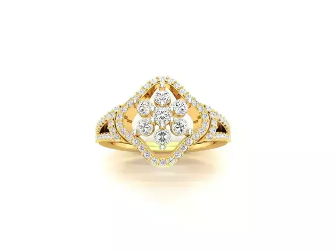 Squircle Shaped Gold Ring With Diamonds 2