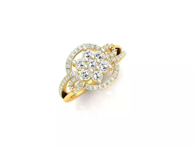 Round Shaped Gold Ring With Diamonds 21