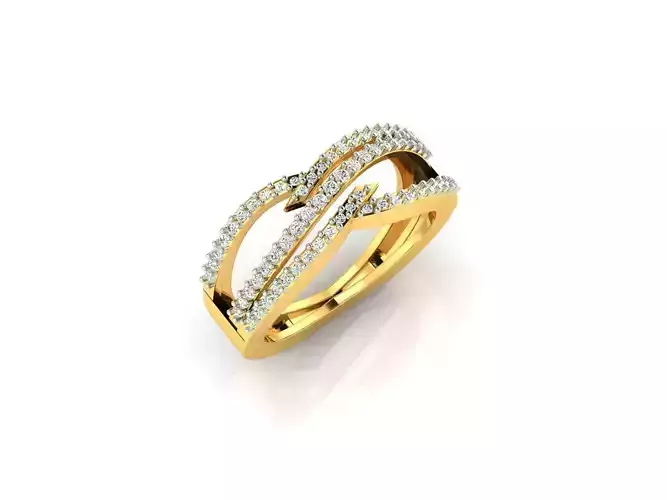 Swirled Gold Ring With Diamonds 4