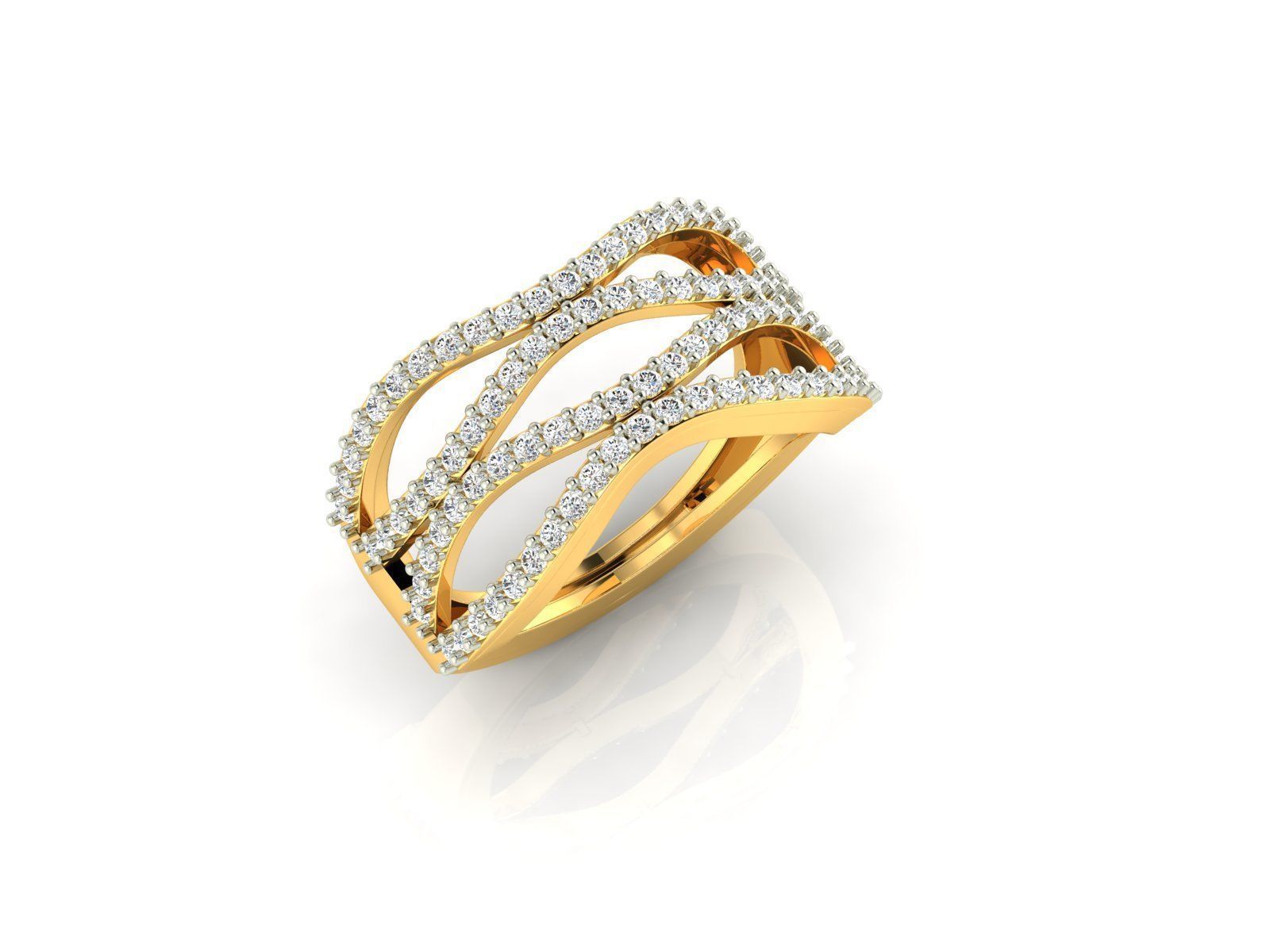 Swirled Gold Ring With Diamonds 5 3D print model_1