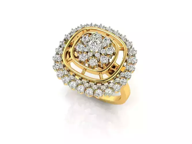 Squircle Shaped Gold Ring With Diamonds 3