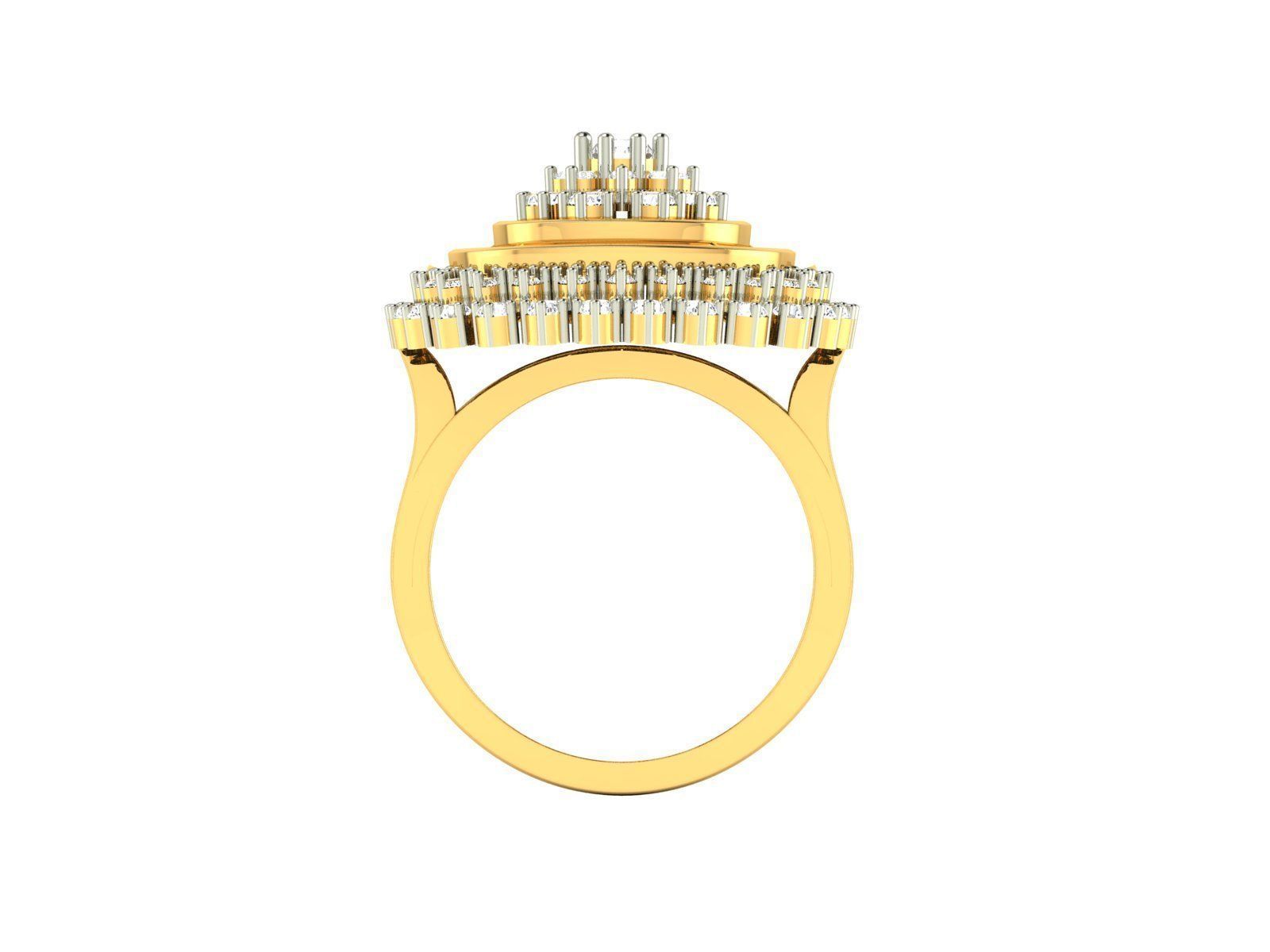 Squircle Shaped Gold Ring With Diamonds 3 3D print model_1