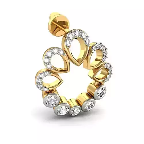 Drop Shaped Gold Earrings With Diamonds 3