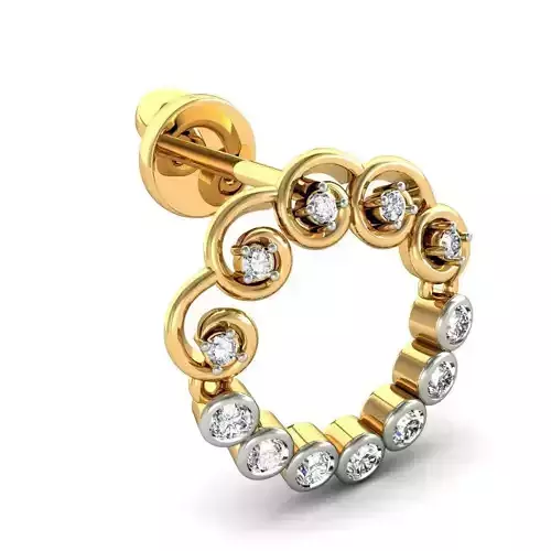 Round Shaped Gold Ear Studs With Diamonds 15