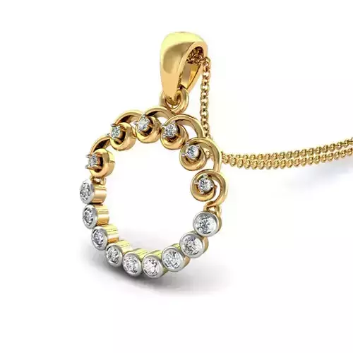 Round Shaped Gold Pendant With Diamonds 5