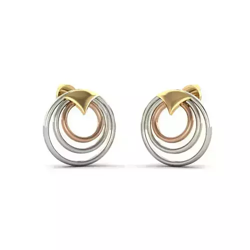 Round Shaped 3 Metal Earrings