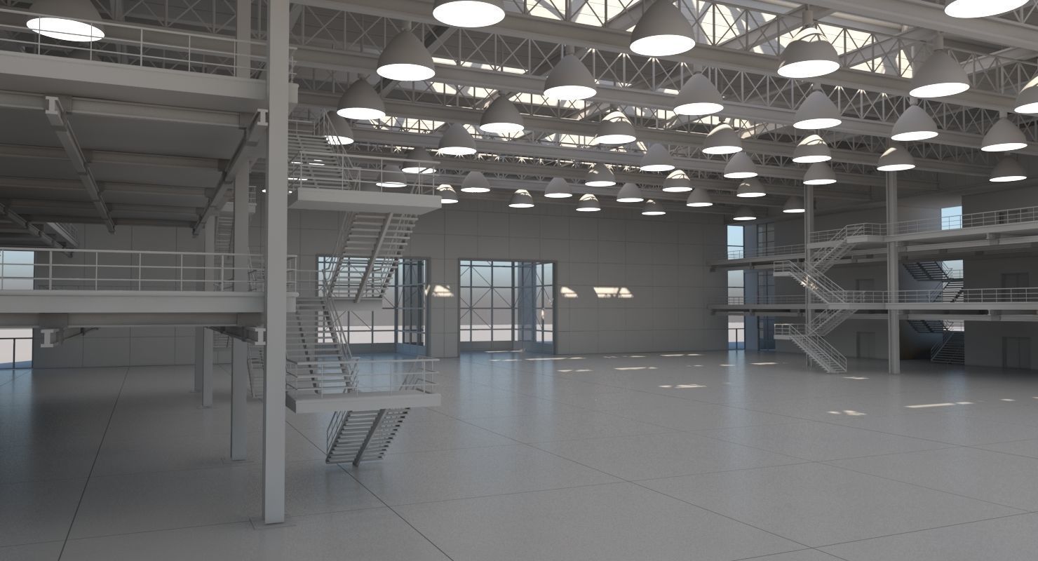 Warehouse Interior Exterior 3D model_9