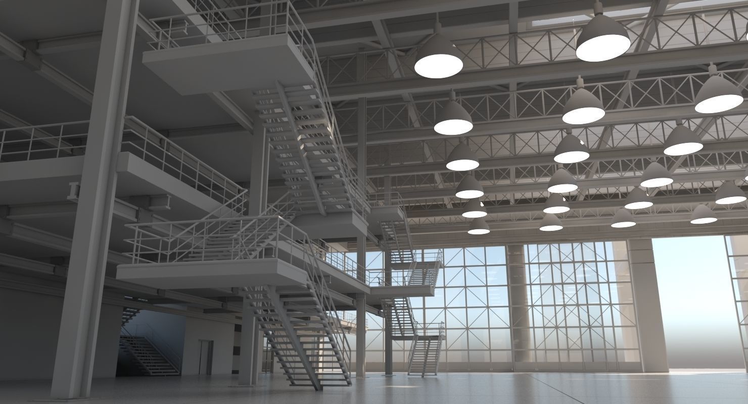 Warehouse Interior Exterior 3D model_11