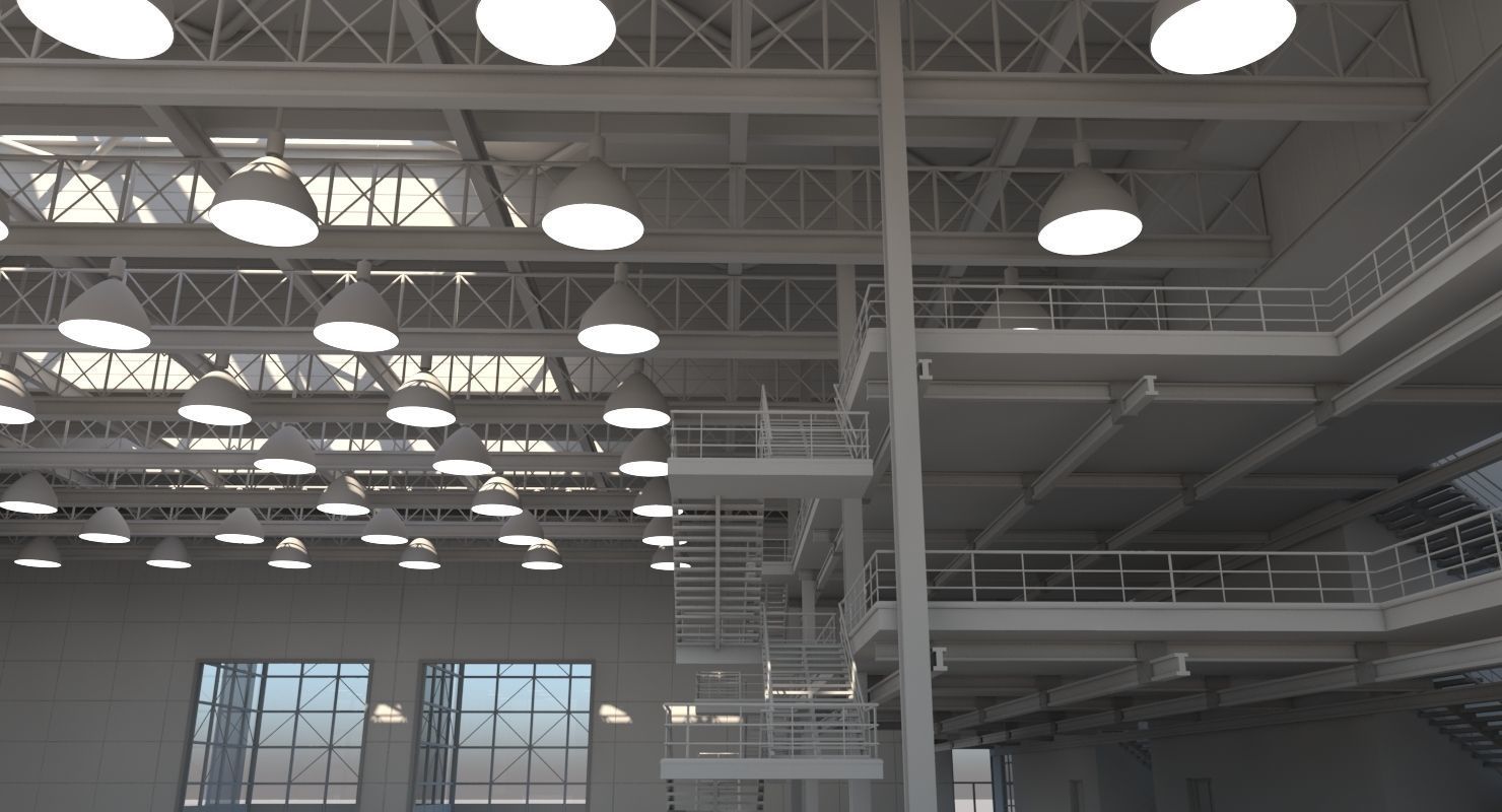 Warehouse Interior Exterior 3D model_12