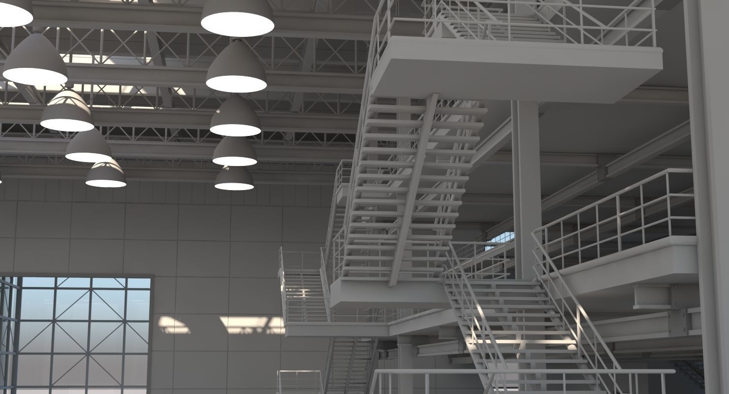 Warehouse Interior Exterior 3D model_2