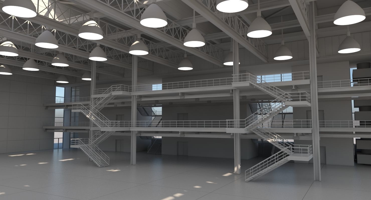 Warehouse Interior Exterior 3D model_16