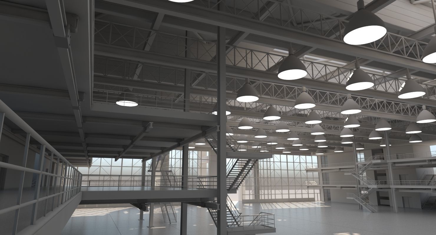 Warehouse Interior Exterior 3D model_10