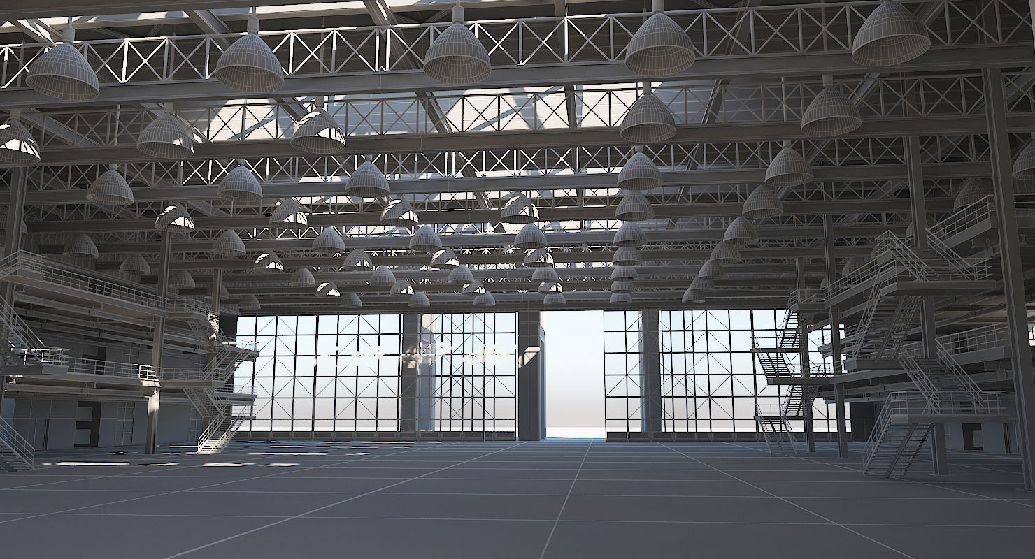 Warehouse Interior Exterior 3D model_8