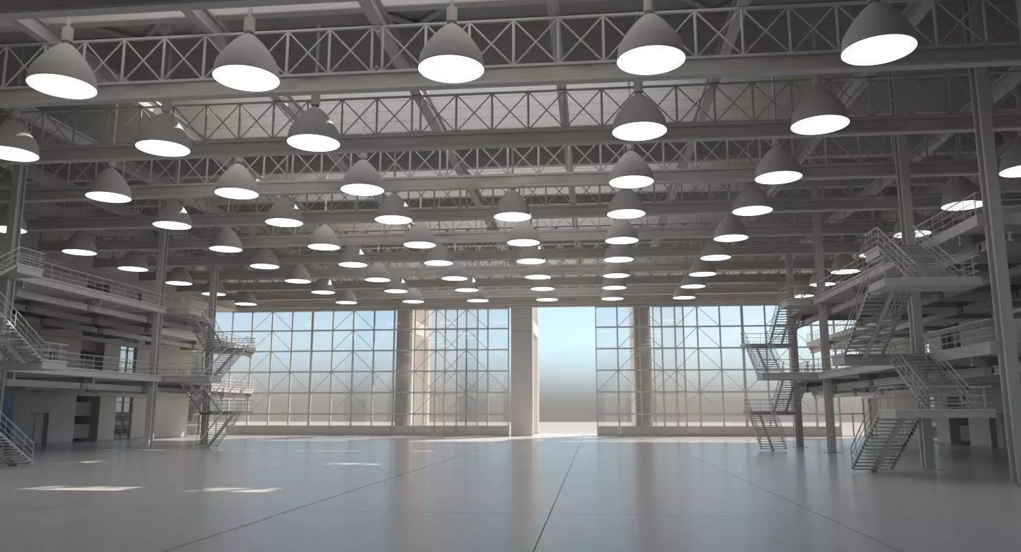 Warehouse Interior Exterior 3D model_0