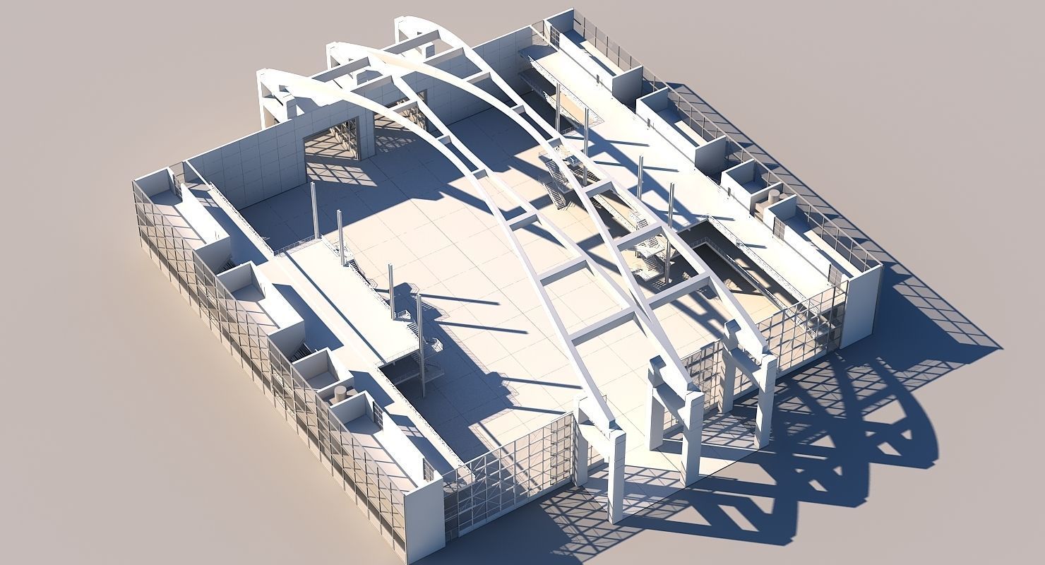 Warehouse Interior Exterior 3D model_6