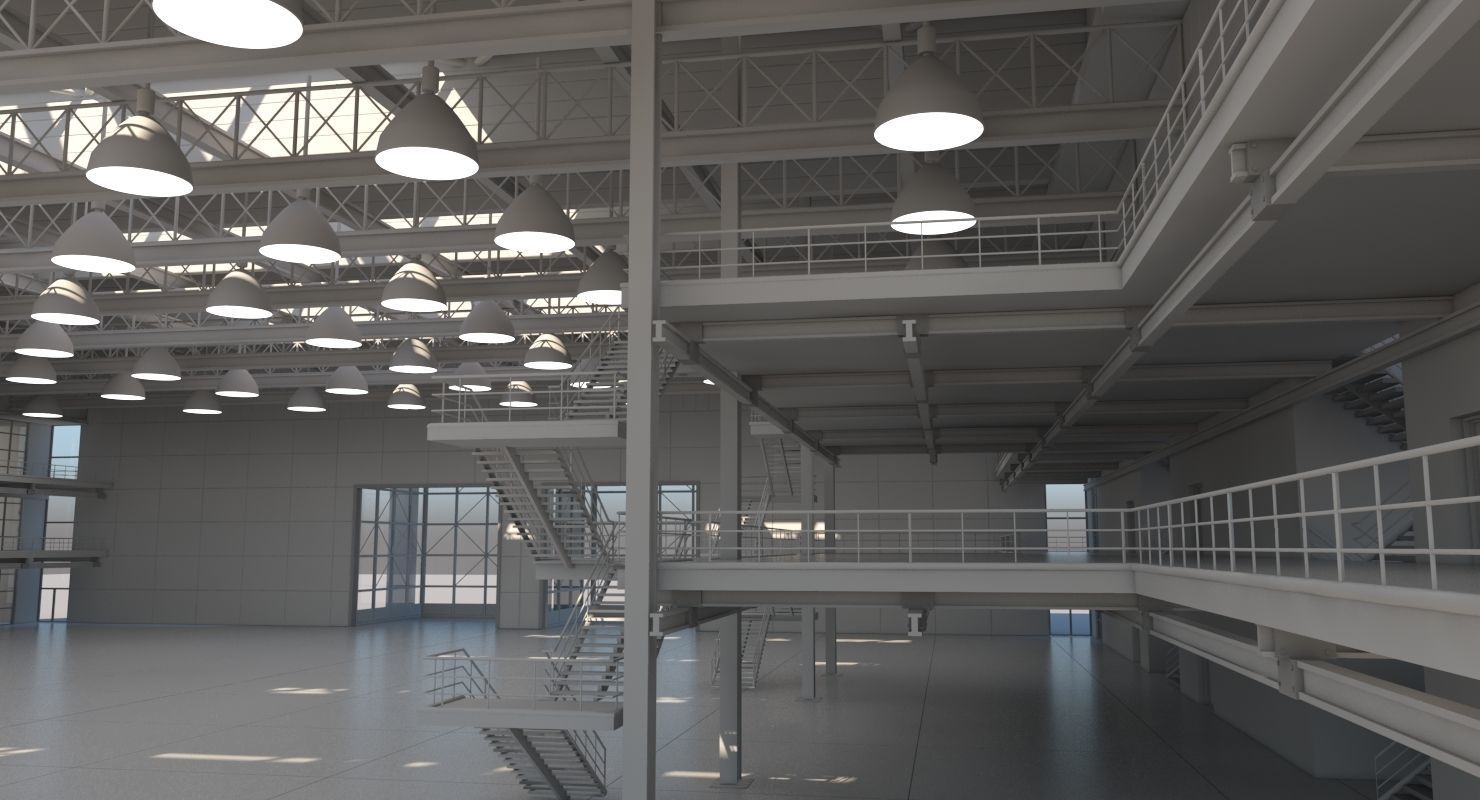Warehouse Interior Exterior 3D model_13