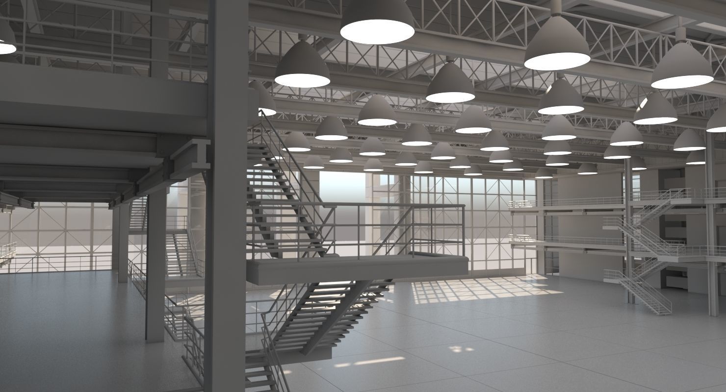 Warehouse Interior Exterior 3D model_15