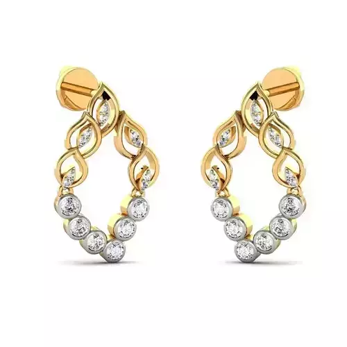 Leaf Shaped Pendant and Earrings With Diamonds