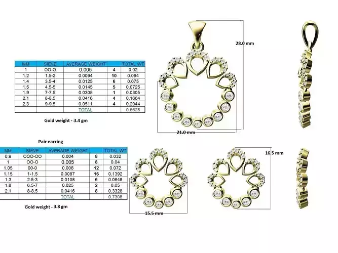 Drop Shaped Gold Earrings With Diamonds 4