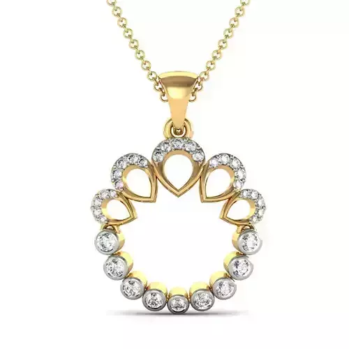 Drop Shaped Gold Pendant With Diamonds 3