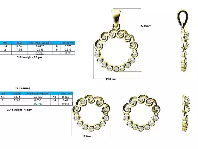 Round Shaped Gold Pendant With Diamonds 8