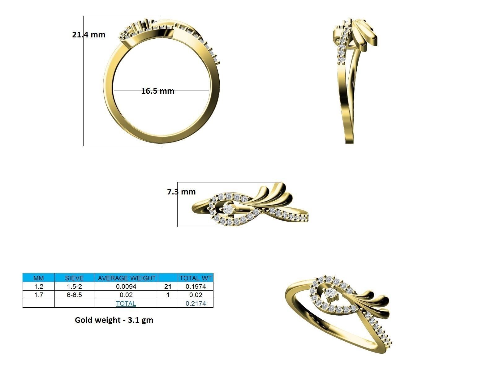 Gold Loop Ring With Diamonds 9 3D print model_5