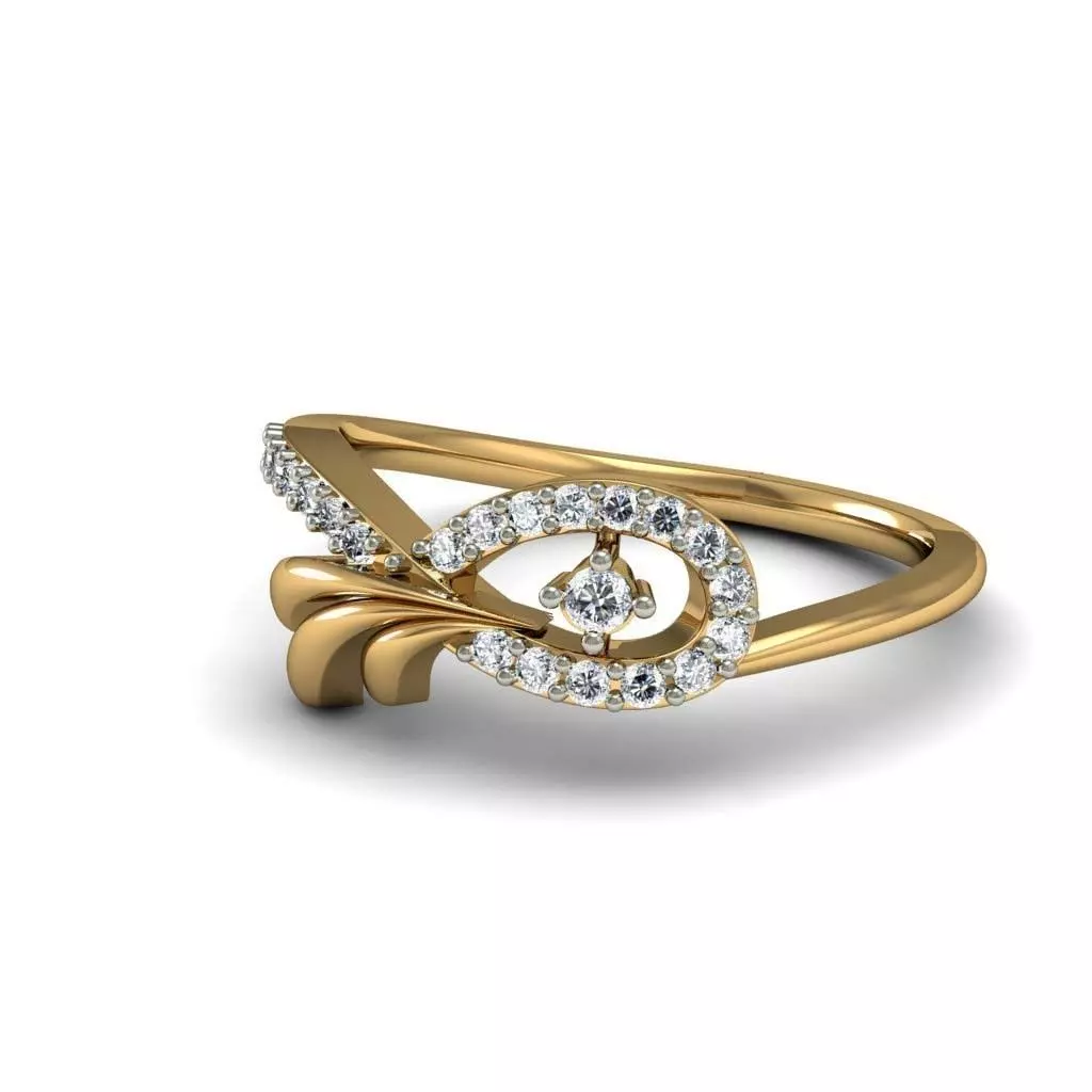 Gold Loop Ring With Diamonds 9 3D print model_0