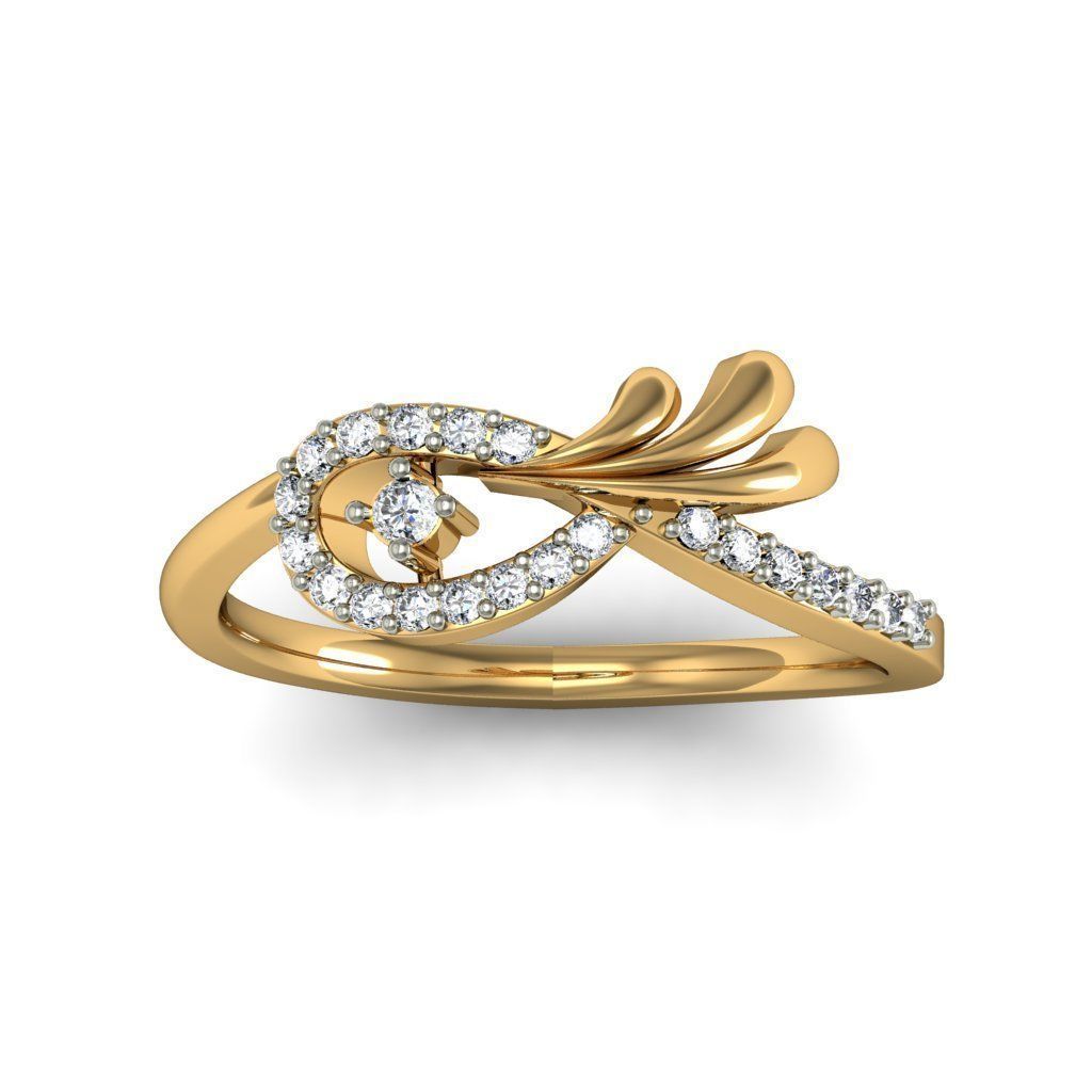 Gold Loop Ring With Diamonds 9 3D print model_4