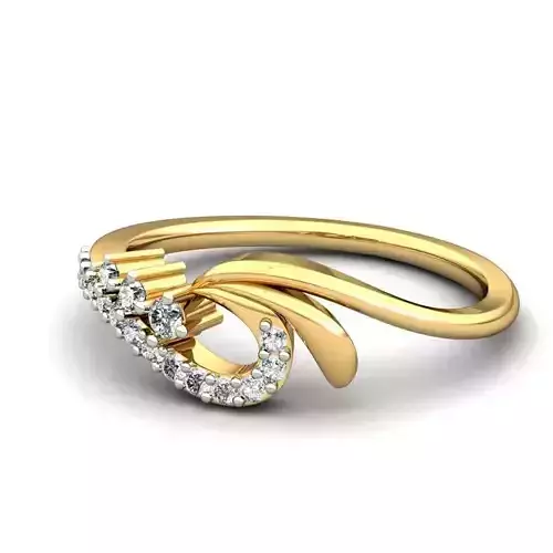 Gold Loop Ring With Diamonds 10