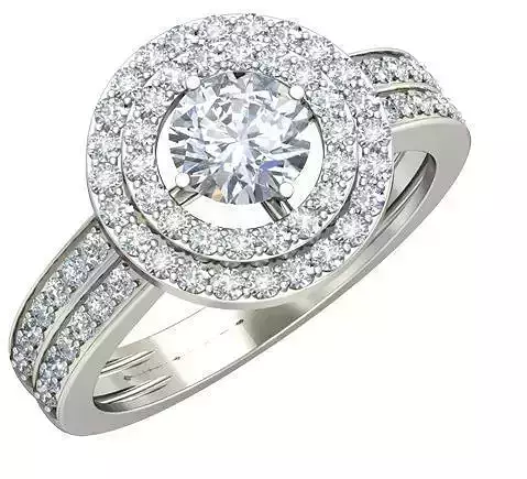 Round Silver Halo Ring With Diamonds 2