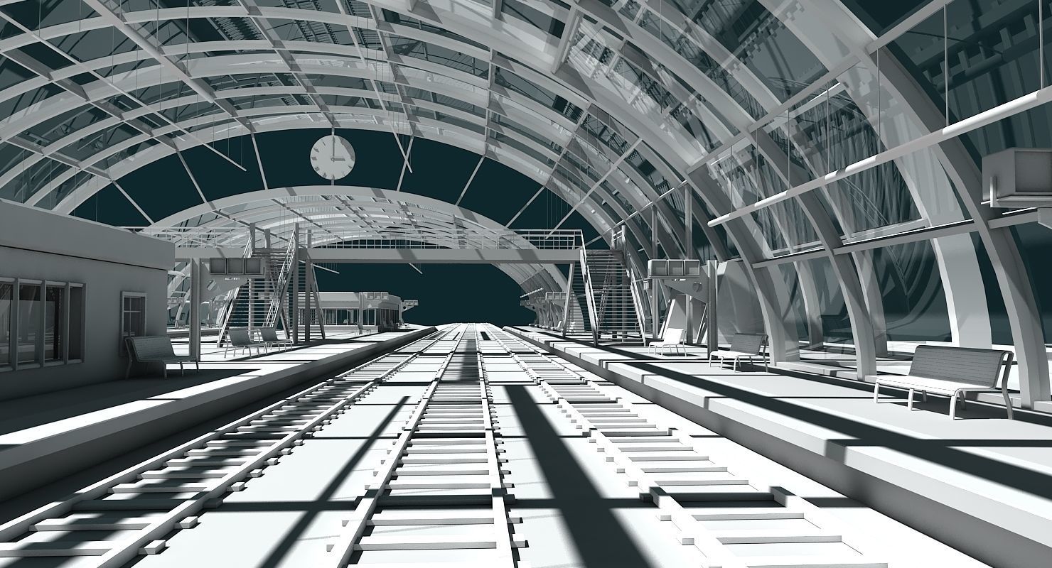 3D Train Station 09 3D model_9