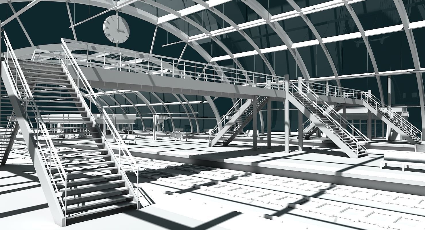 3D Train Station 09 3D model_8