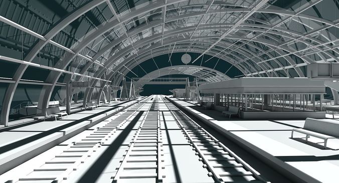 3D Train Station 09 3D model