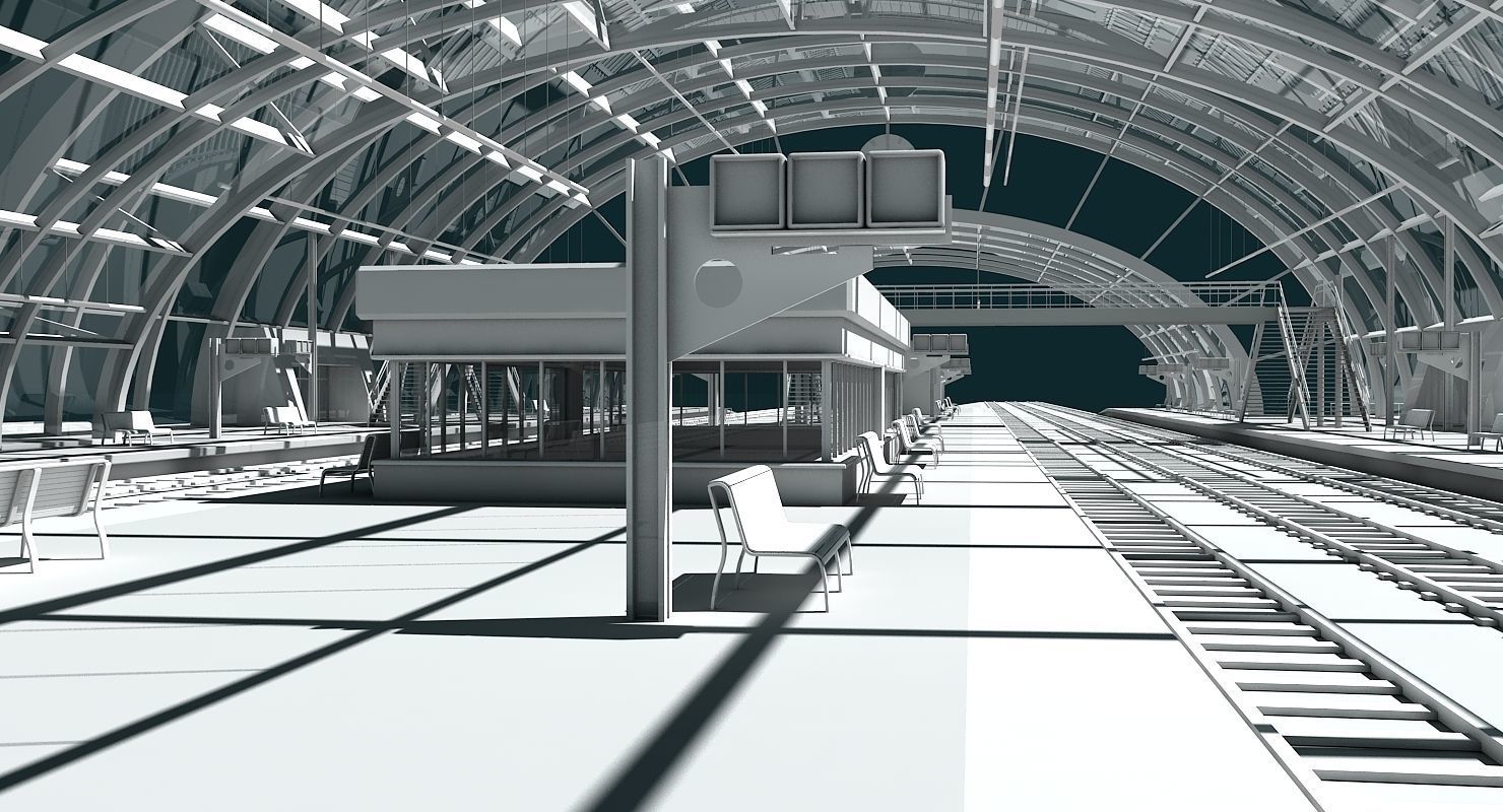 3D Train Station 09 3D model_1
