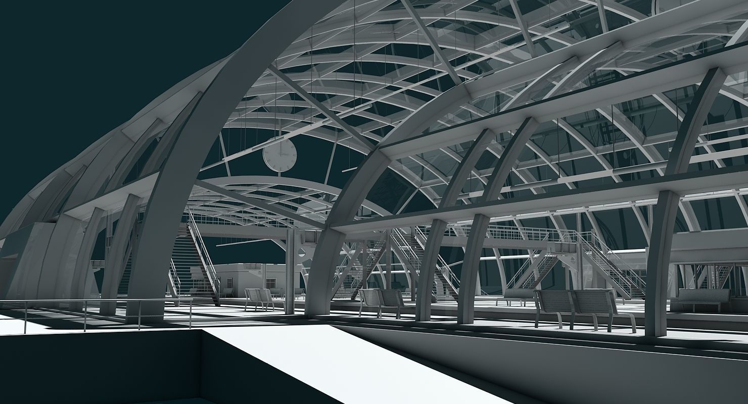 3D Train Station 09 3D model_3