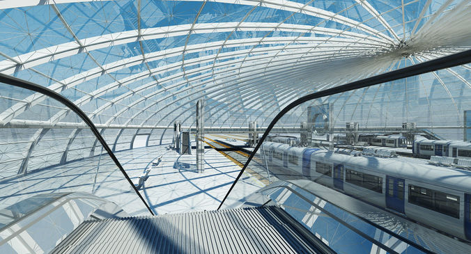 Train Station Building Interior 2 3D model