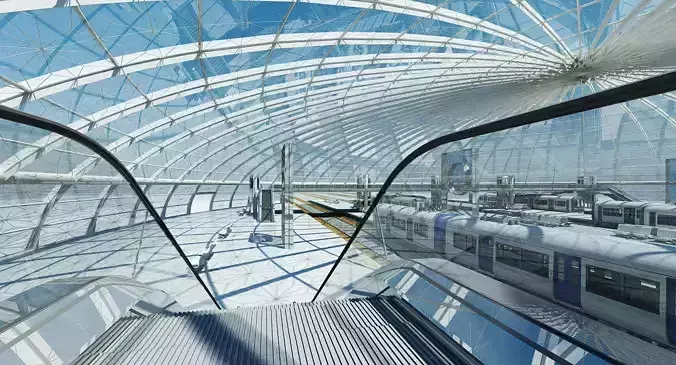 Train Station Building Interior 2 3D model