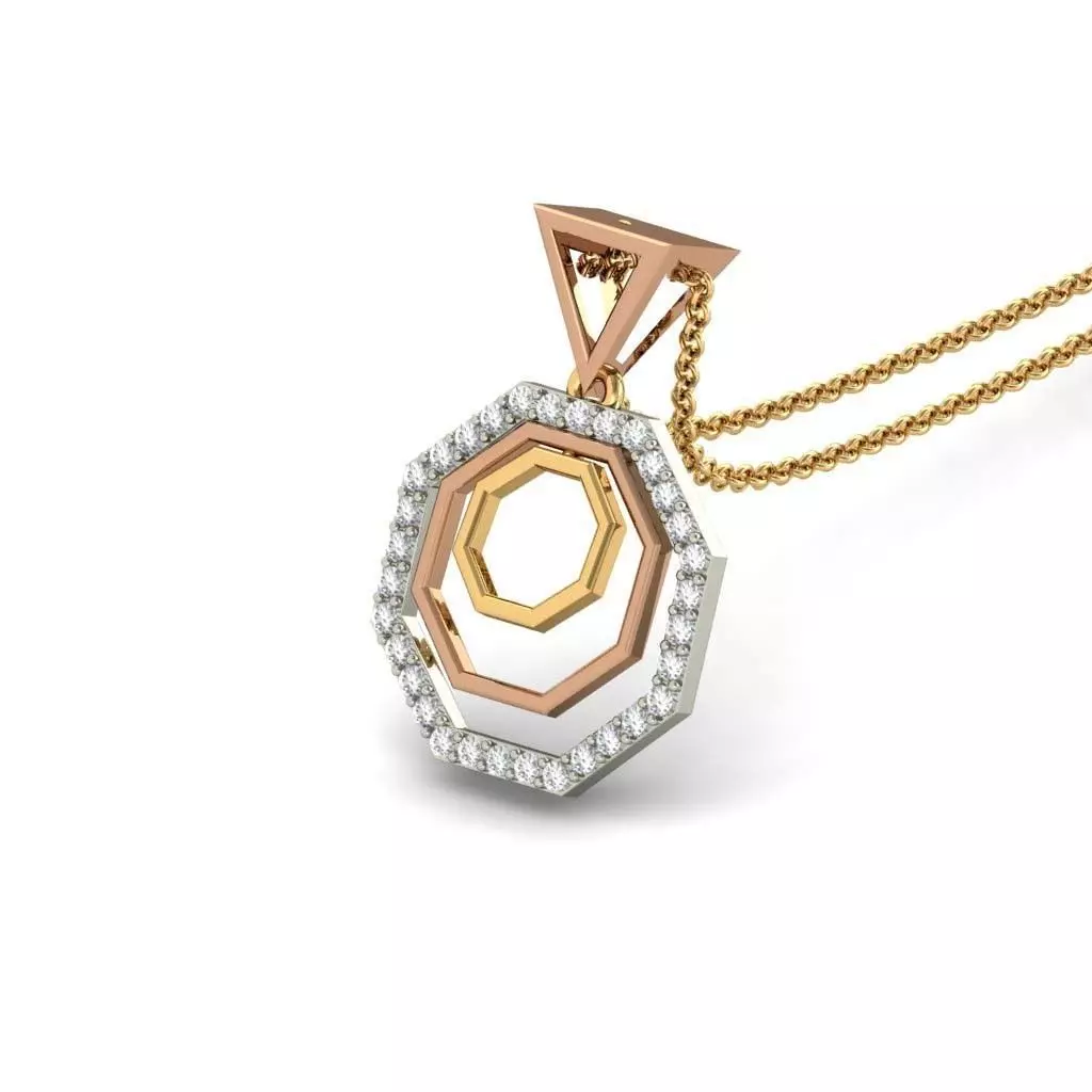 Octagon Shaped Multimetal Pendant With Diamonds 2 3D print model